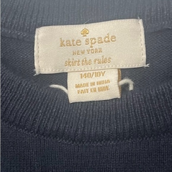 Kate Spade Kids Navy Blue Sweater with Striped Hem - Picture 3 of 3